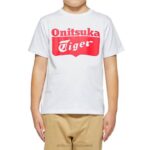 Onitsuka Tiger أطفال تي شيرت الشعار F20P660 ملابس أبيض/أحمر