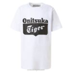 Onitsuka Tiger أطفال تي شيرت الشعار F20P672 ملابس أبيض حقيقي/أسود الأداء