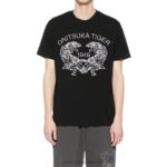 Onitsuka Tiger للجنسين فانلة تي شيرت مطبوع عليها بالجرافيت F20P386 ملابس أسود