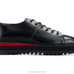 Onitsuka Tiger نحيف الدانتيل متابعة لو F20P555 أحذية أسود/أحمر كلاسيكي